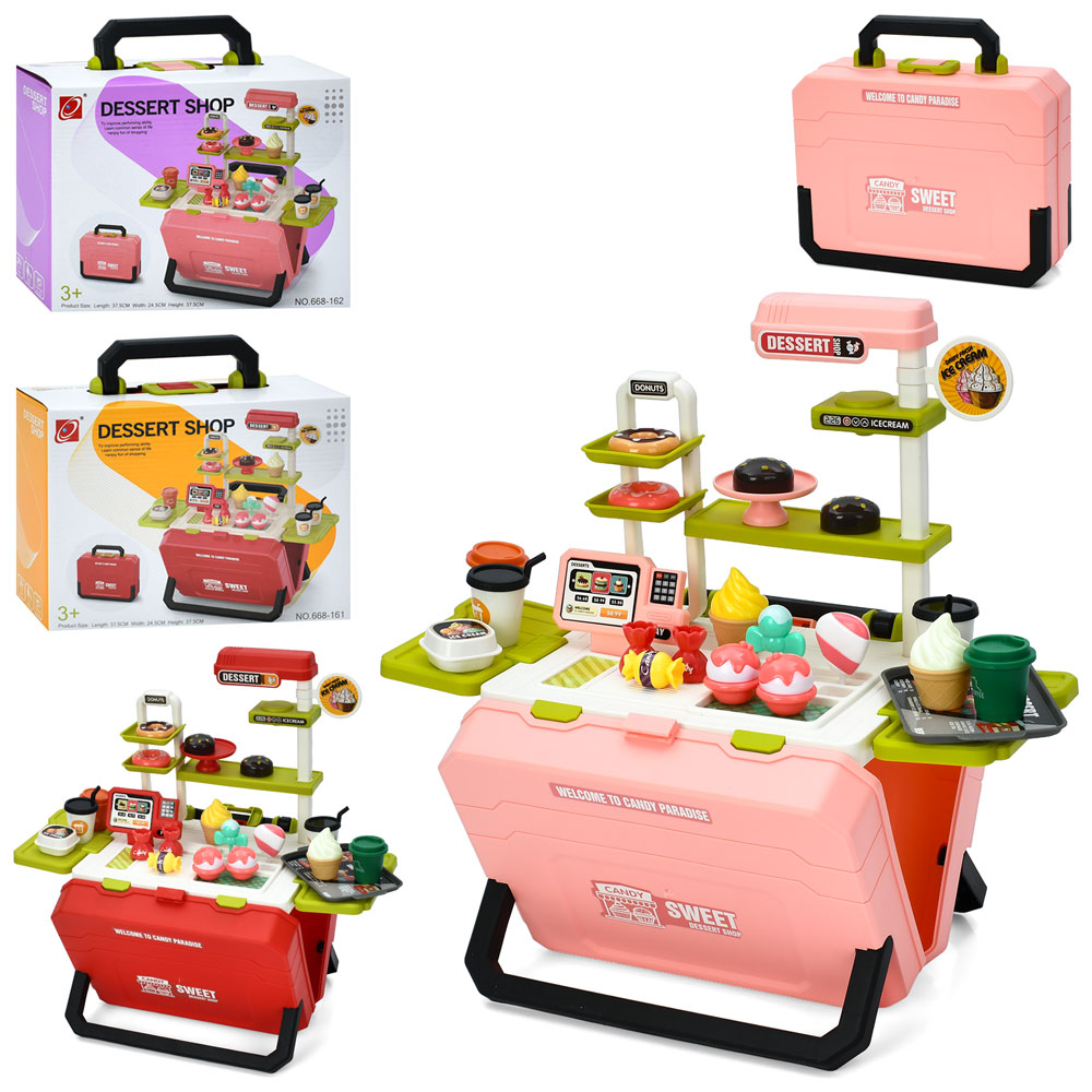 Магазин 668-161-62 прилавок,солодощі,складається в чемодан,продукти,гроші,2 кольри,кор.,25-21-8,5см.