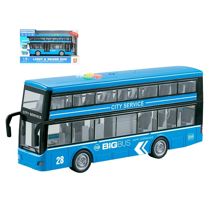 Автобус WY912B інерц., 1:16, двоповерховий, гум. колеса, муз.,світло,бат.(табл.),кор.,32-18,5-11,5см