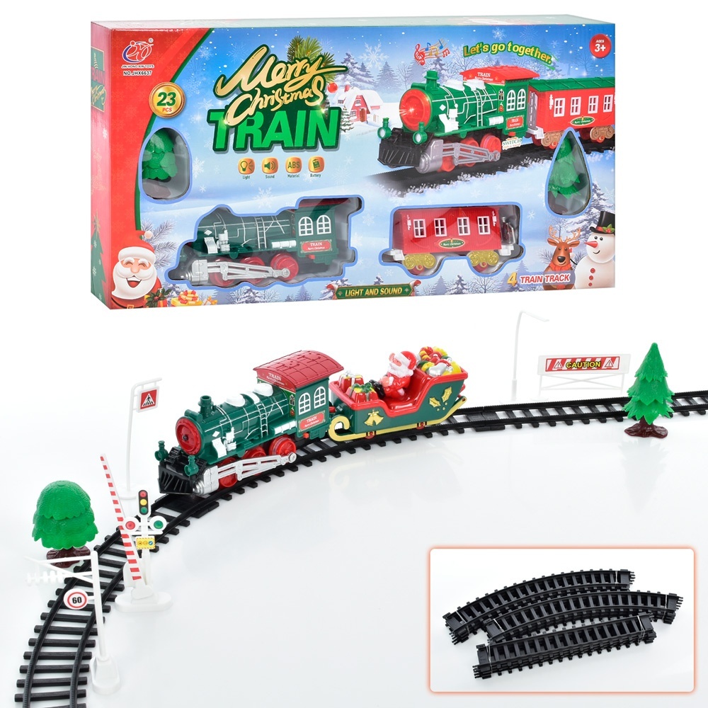 Залізниця JHX6636-37 локомотив, вагон 1шт., фігурки, 2 види, муз., світло, бат., кор., 47,5-25-6,5см