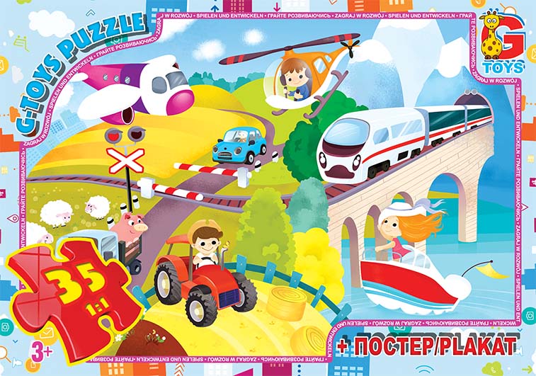 Пазл із серії "Вчимося з задоволенням: Види траспорту". Сьогодні ми вирушаємо у захопливу мандрівку у світ різноманітних видів транспорту! Арт. GF06