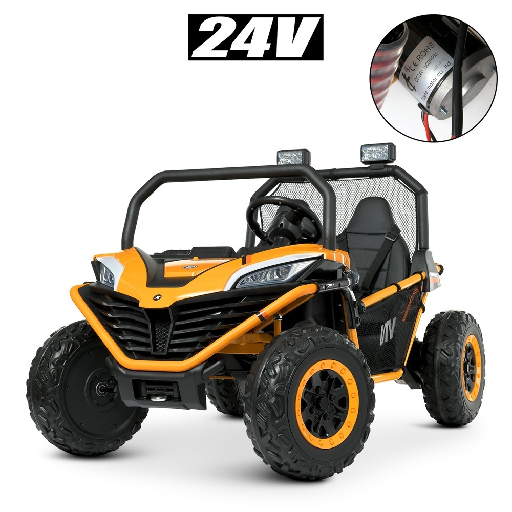 Джип M 4969(2)EBLR-7(24V)2,4G,2*150W, 1*24V10AH, EVA, USB, муз., шкіра, світло, помаранчевий.