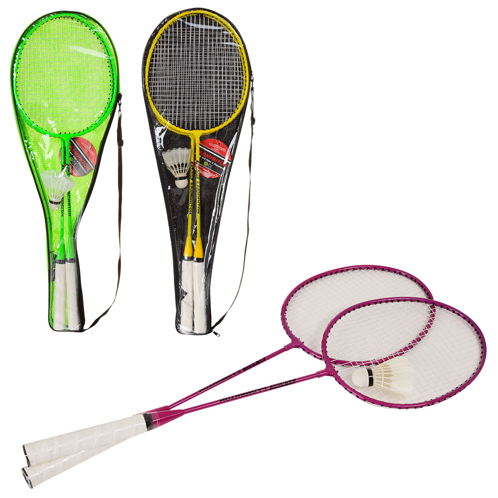 Бадмінтон залізний MS 0774-2 ракетки 2 шт., волан, неон, 3 кольори, чохол, 67-21-3 см.