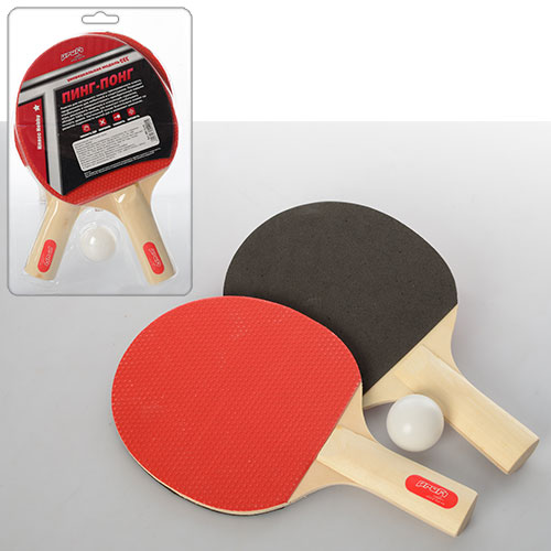 Ракетка MS 0216 2 шт., EVA+гума, ручка дерево, 1 кулька, бліст., 18,5-29-4 см.