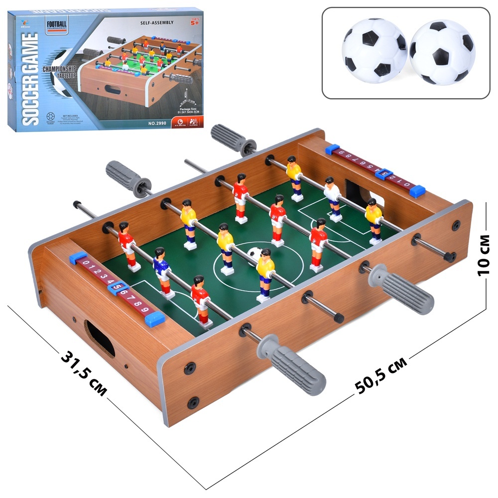 Футбол 2990 дерев'яний, на штангах, 31,5-50,5-в10см, поле 40-29см, шкала ведення рахунку, кор.,