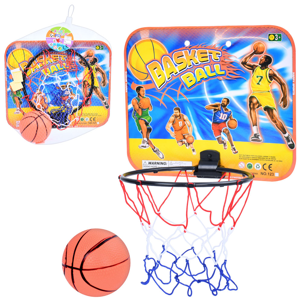 Баскетбольне кільце MR 1133 щит (картон), кільце пласт., сітка, м'яч, сітка, 29-32-9 см.