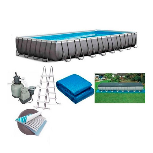 Басейн каркасний 26374 прямокут., 975-488-132см., 54368л., фільтр-насос, сходи, підстилка, тент,кор.