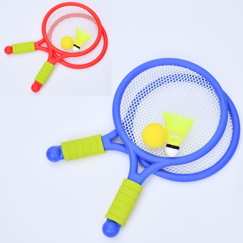 Ракетка MR 1165 дитяча 2 шт., м'ячик, волан-світло, 2 кольори, бат.(табл), сітка, 45-23-6 см.