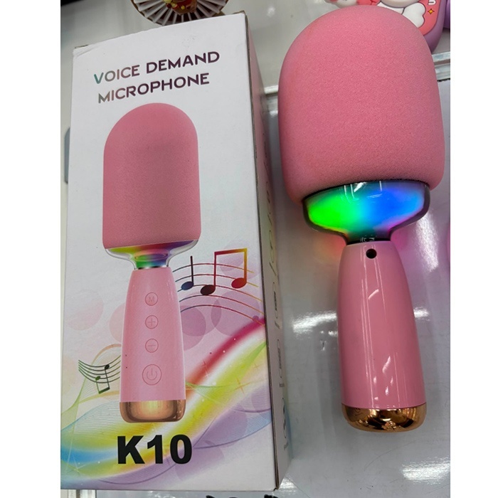 Мікрофон K10 акум., світло, BТ, мікс кольорів, кор., 10-23,5-9 см.