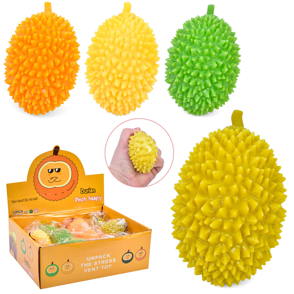 Іграшка MS 3823 дуриан, антистрес, борошно, 4 кольори, 12 шт. в диспл., кул., 26-9,5-19 см.