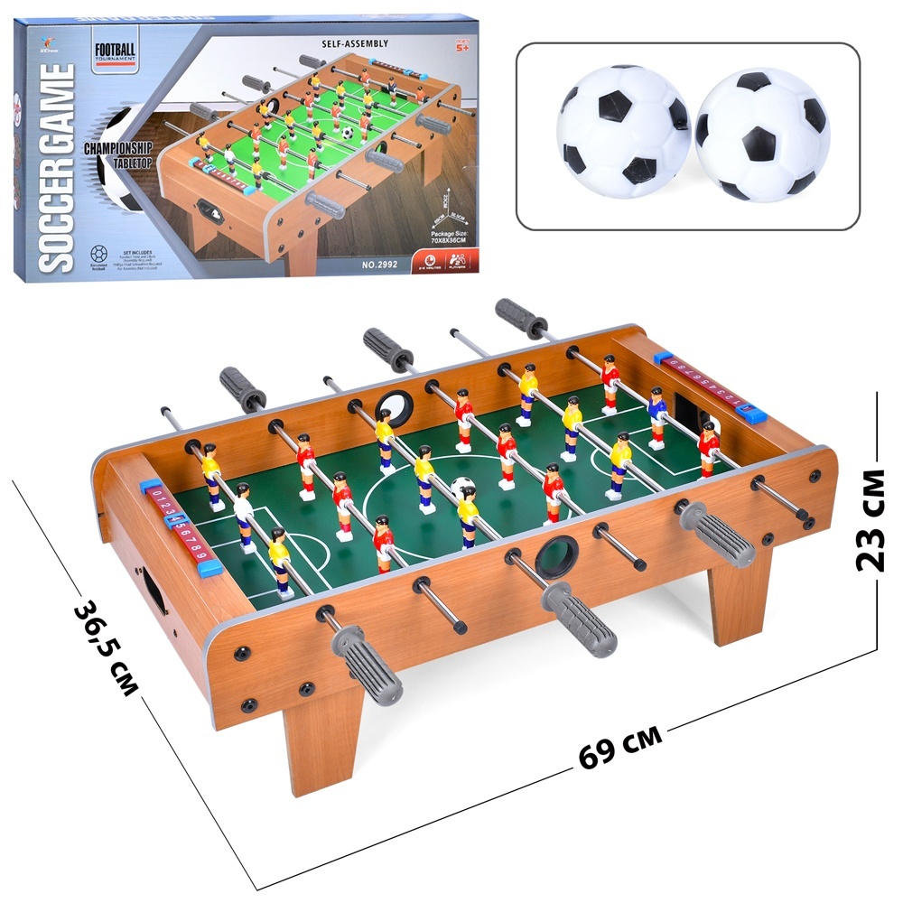 Футбол 2992 дерев'яний, на штангах, на ніжках, 36,5-69-23 см., шкала ведення раху,кор., 70-36-8 см.