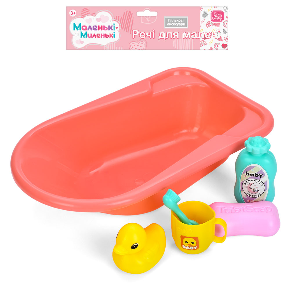 Аксесуари для ляльки 83880-1 ванна, 29-17-6см, качка, чашка, аксесуари, у пакеті, 27-38-6см