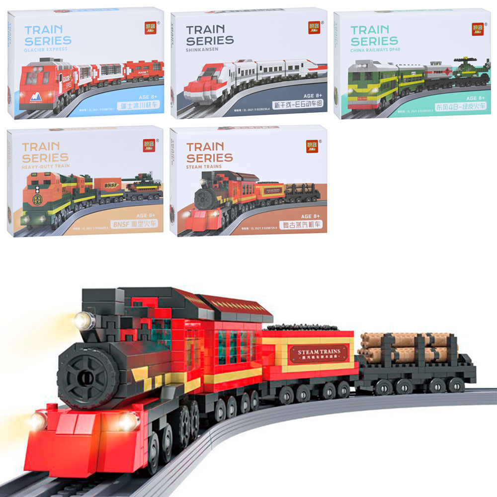 Конструктор JK801-2-3-4-5-6  поїзд, від 578дет, 6 видів, в кор-ці, 25-16-5см