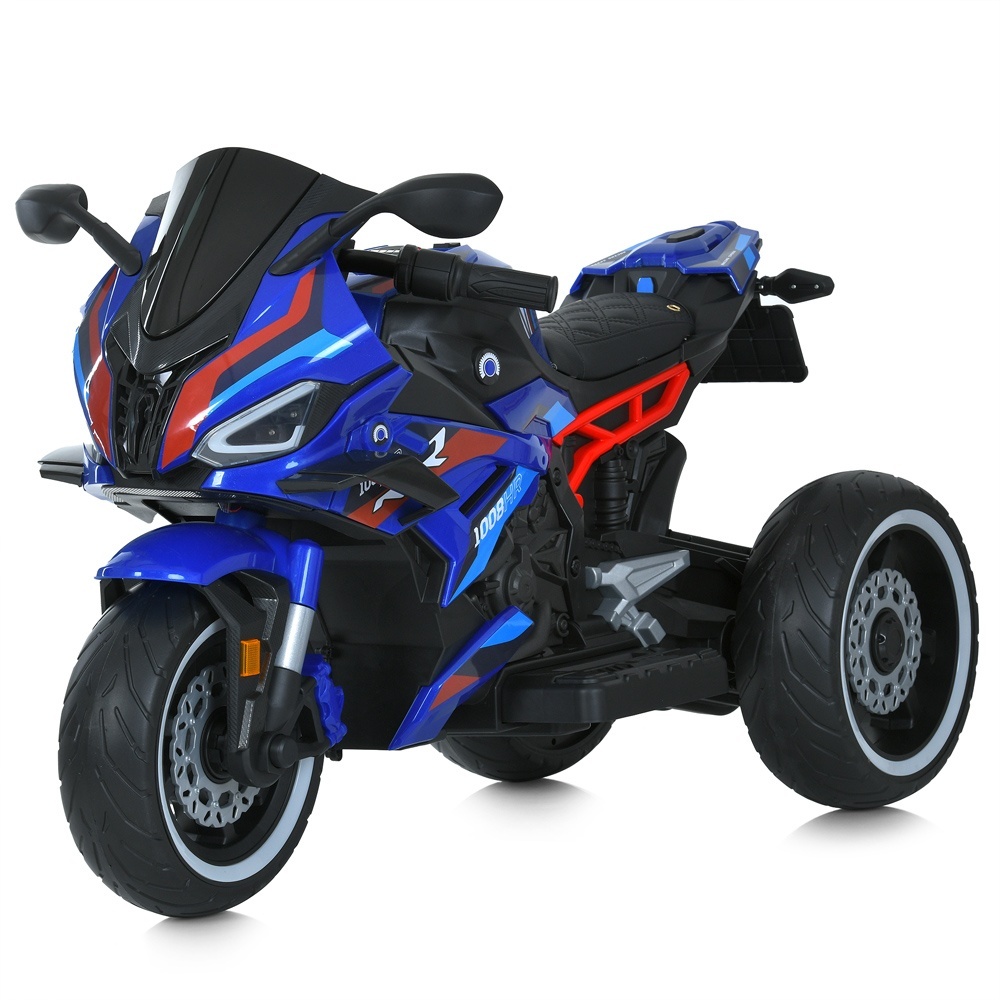 Мотоцикл M 6143EL-4 2 мотори 25W, 1 акум.12V7AH, MP3, TF, USB, EVA, шкіра, муз., світло, блакитний.