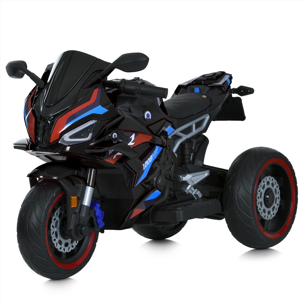 Мотоцикл M 6143EL-2 2 мотори 25W, 1 акум.12V7AH, MP3, TF, USB, EVA, шкіра, муз., світло, чорний.