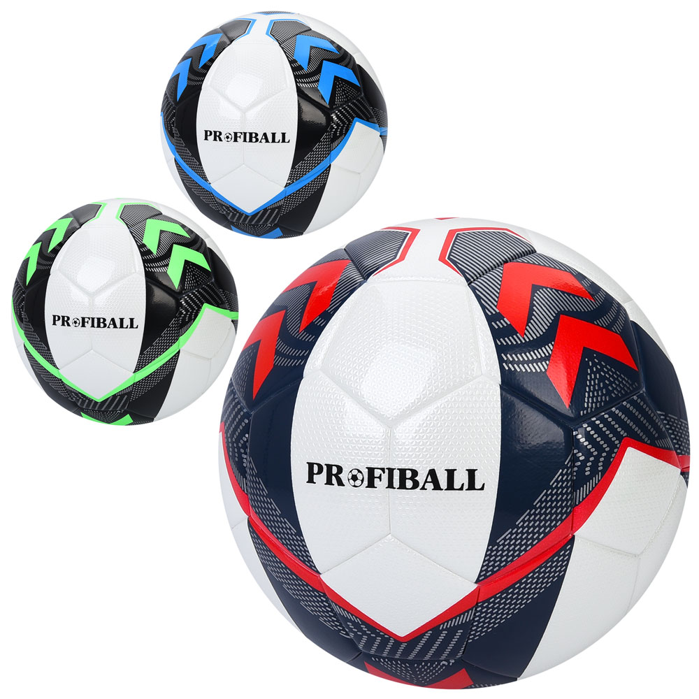 М'яч футбольний EV-3377F розмір 5, PU 3,5мм, ламінований, 400-420г, 3 кольори, кул.