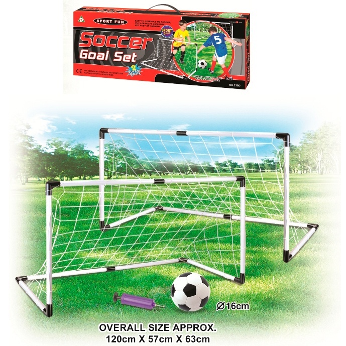 Футбольні ворота MR 1381 2 шт. 120-57-63см., сітка 2 шт., м'яч, насос, кор., 58-22,5-8 см.