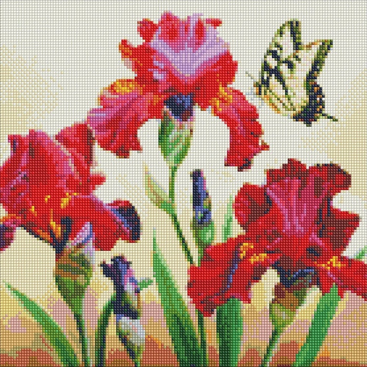 Набір з алмазною мозаїкою "Вишукані іриси" з АВ стразами 40х40см