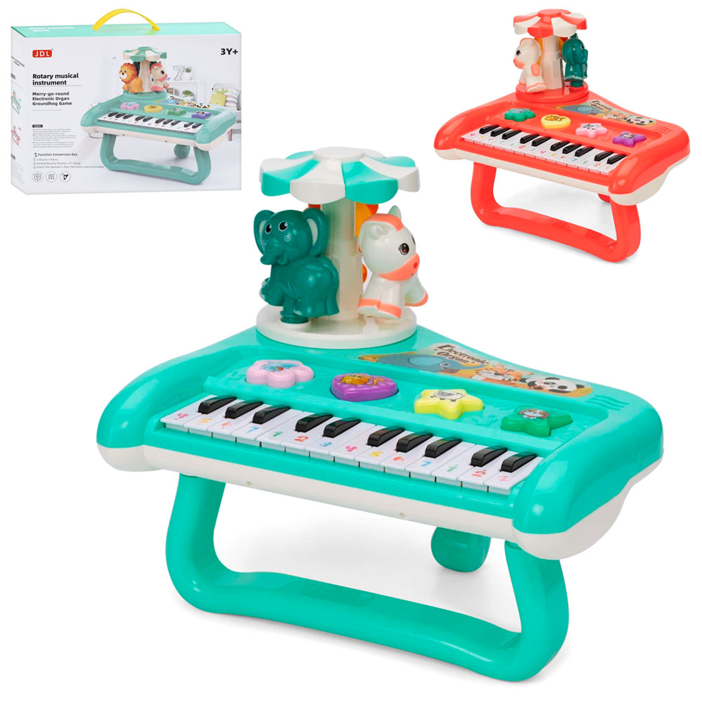 Піаніно 8852B звуки тварин, карусель, проектор, 2 кольори, світло, бат., кор., 38-29-6,5 см.