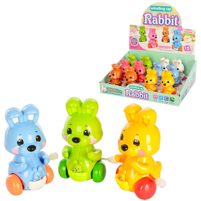 Заводна іграшка 6627 зайчик, їздить, рухає головою, лапками, 12 шт. (6 кольорів) в диспл., 27,5-21-9