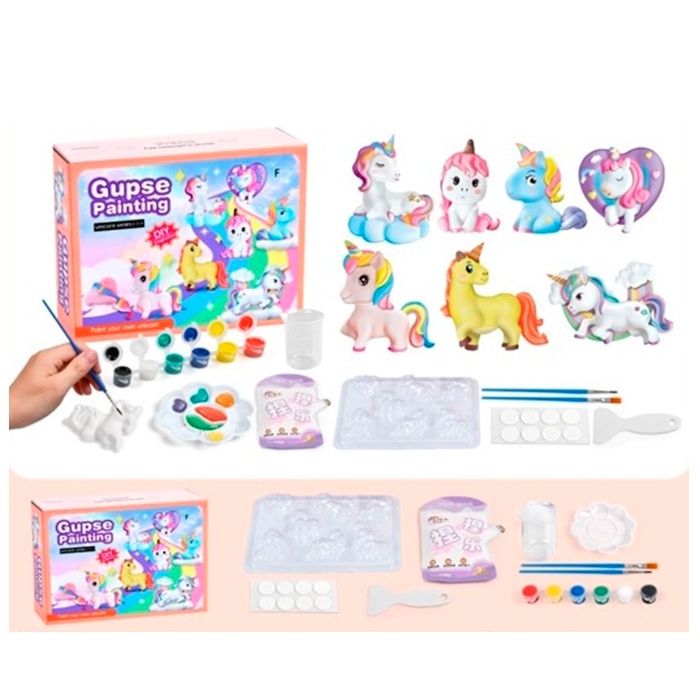 Набір для творчості LC41-6F розмальовка, формочки (єдиноріг), гіпс, фарби, пензлик, палітра, в кор. 
