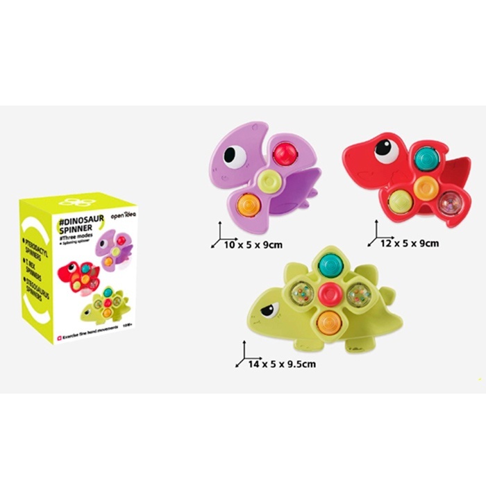 Гра B201 (18шт) набір 3шт, динозавр-спінер (11см, 14см), присоска, в кор-ці, 10,5-14,5-9,5см