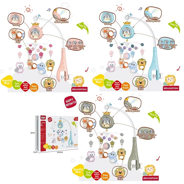 Карусель на візок 368-6B-6G-6R дист.кер.(ІЧ),підвіски 5шт.(брязкал.),3 кольори,муз.,світло,бат.,кор.