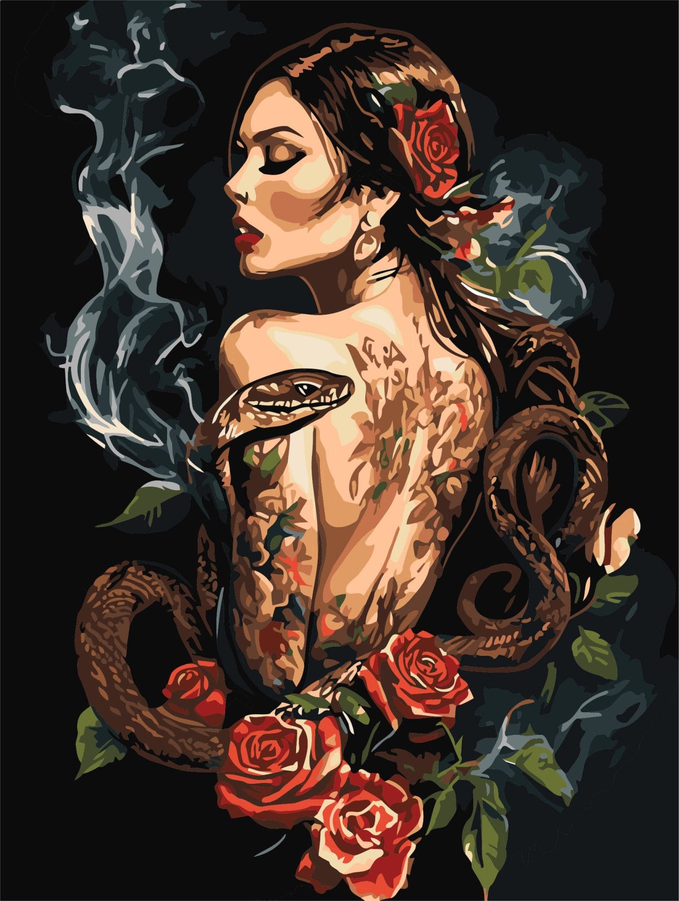 Набір для розпису по номерах "Трояндова ворожка" 30х40см