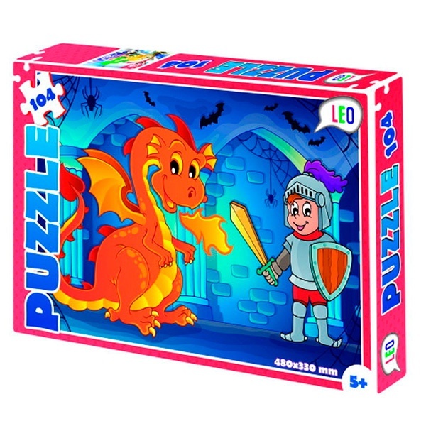 Пазли 200-8(12 шт) Лео, "Лицар та дракон", в кор-ці, 32-22-4см