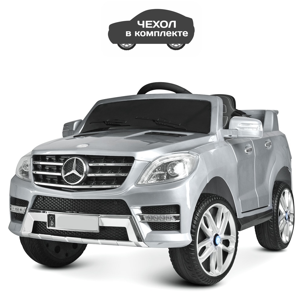 Джип M 3568EBLRS-11 радіокер.2,4G,EVA, 2 мотори 25W, 12V7Ah PRO, відч.двері, шкір.сид., фарб.срібло.