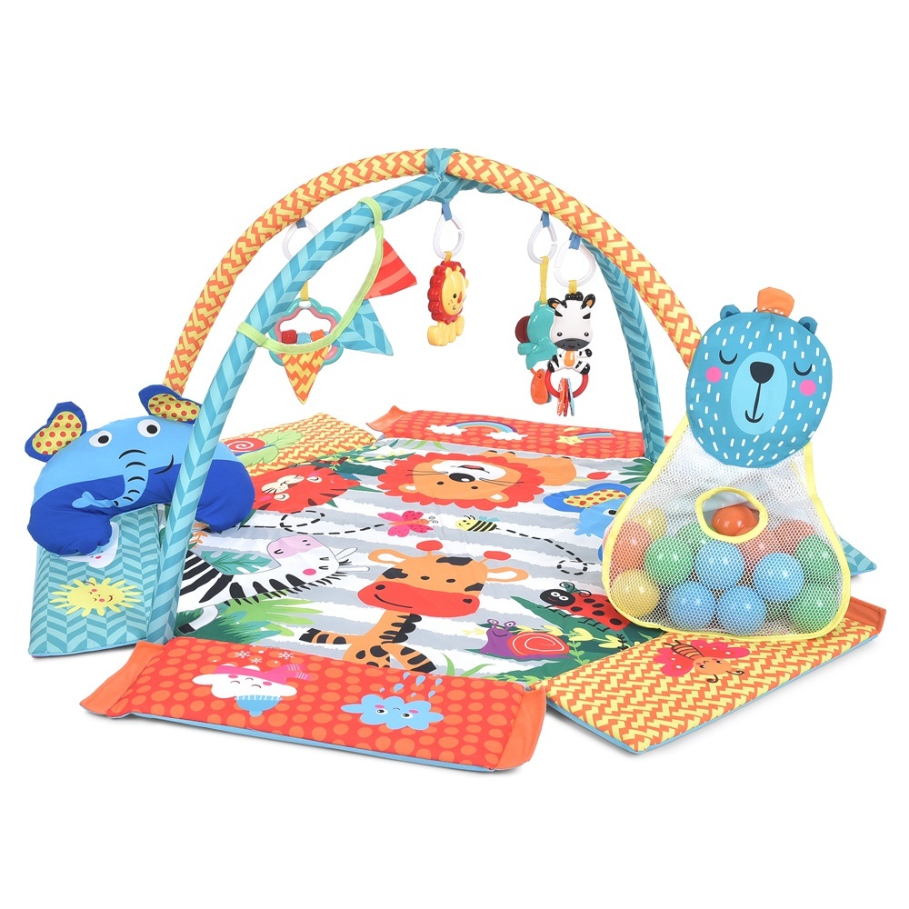 Килимок для немовляти ME 1171 Color 2в1,килимок-бассейн,4 підвіс.іграшки,флажки,30 різнокол.шариків.