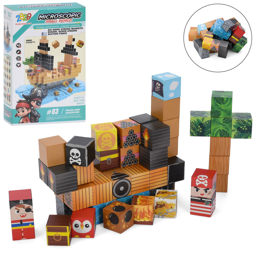 Конструктор RDF-1004 магнітний, піратський корабель, 54дет, в кор., 15-25-7см