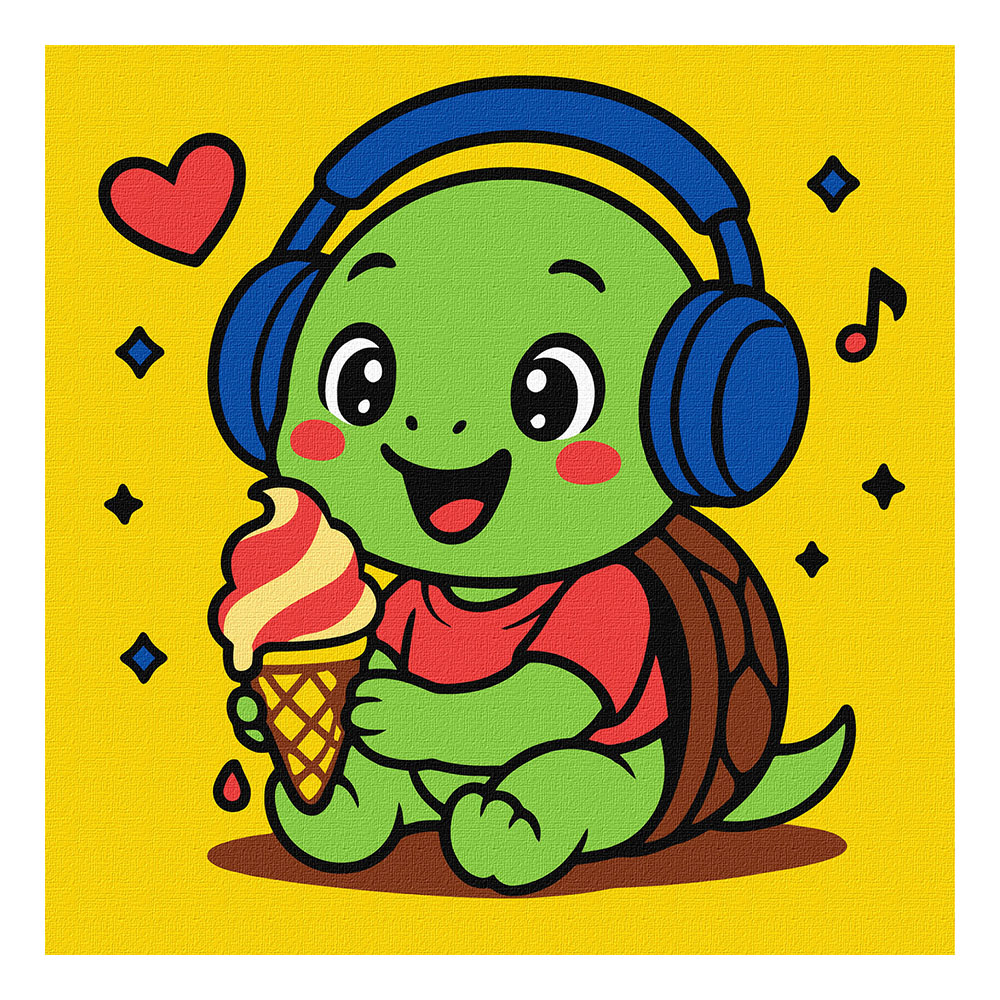 Набір для розпису по номерах для дітей "Черепашка їсть морозиво" 25х25см