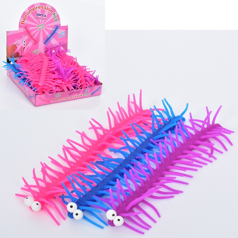 Ї-їжачок MS 3660 антистрес, гусениця, 3 кольори, 26-25-4,5 см.