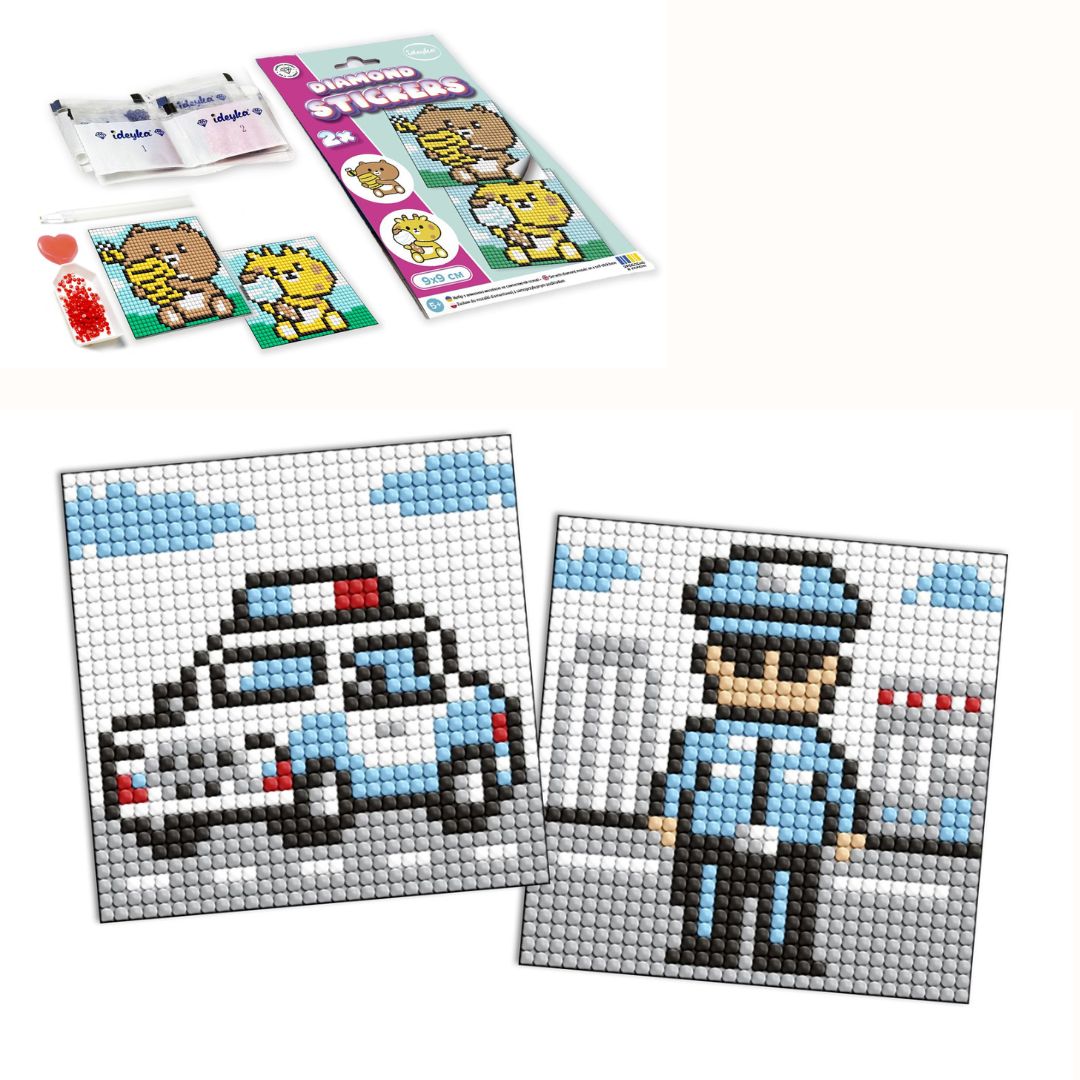 Набір з алмазною мозаїкою на самоклеючій основі для дітей "Професії.Поліцейський" 9х9см