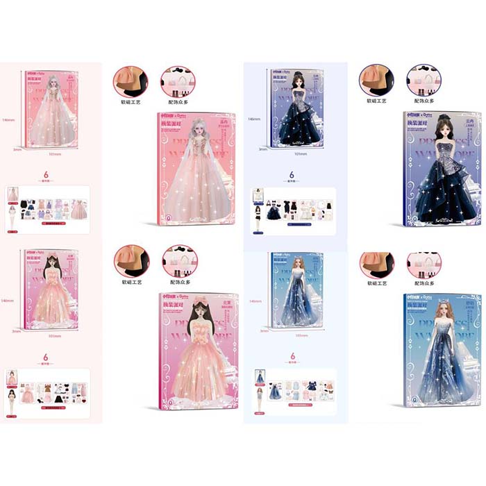 Набір для творчості 3454A-B-C-H гардероб,магнітний,фігурка,вбрання,аксесуари,4 види,кул.,11-15-0,5см