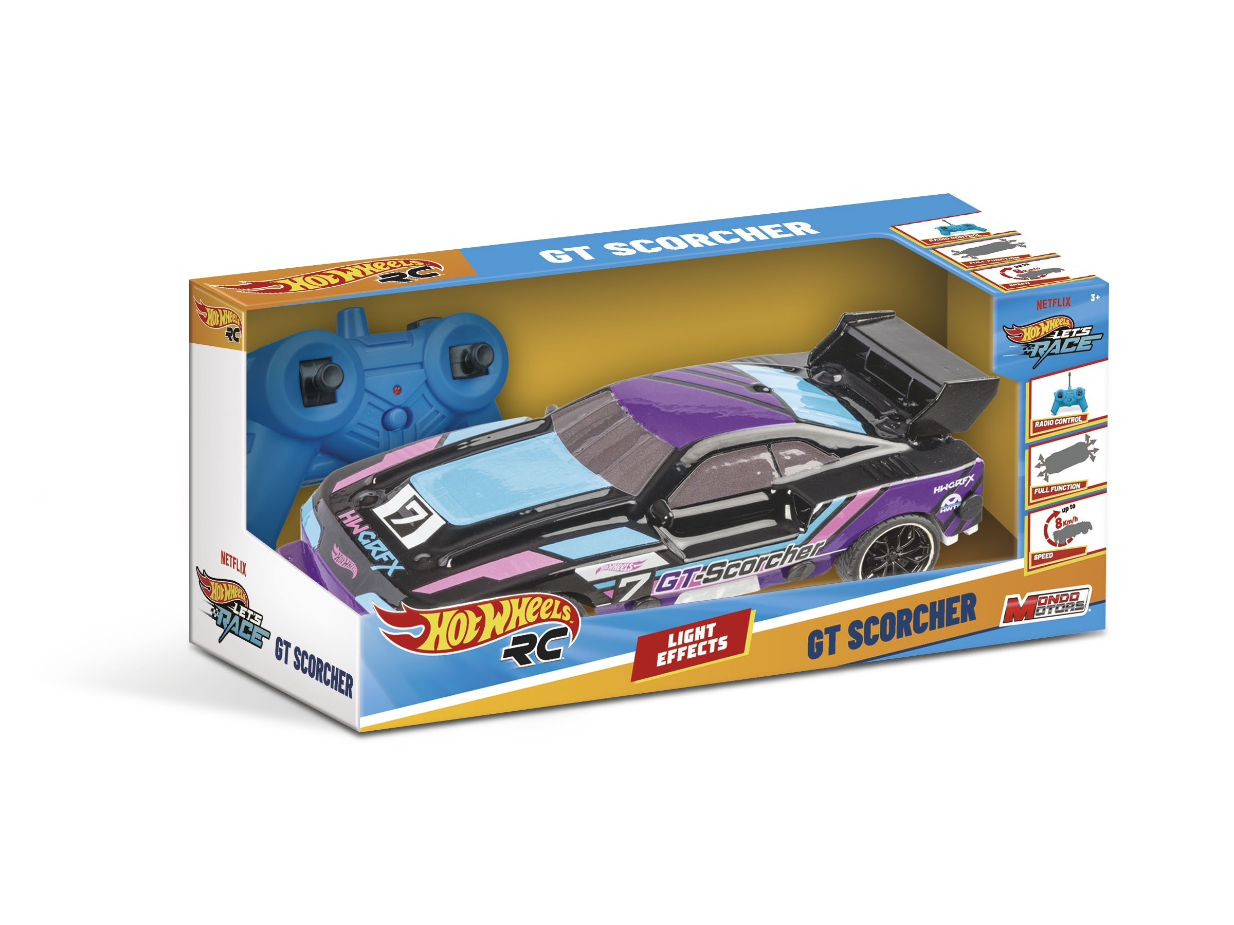 Машина 63822 Hot Wheels, радіокер. 27MHz, 19см, світло, корпус не б'ється, гум.колеса,на бат.,в кор.
