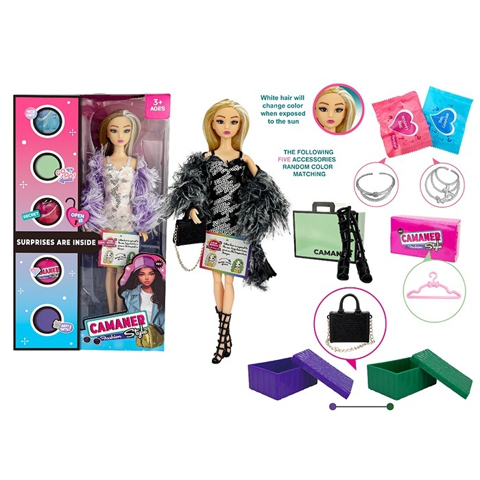 Лялька KQ200A (30шт) 29см, шарнірна, аксесуари-сюрприз (прикраси, взуття, сумка), 2 види, в кор-ці, 18,5-31,5-6см