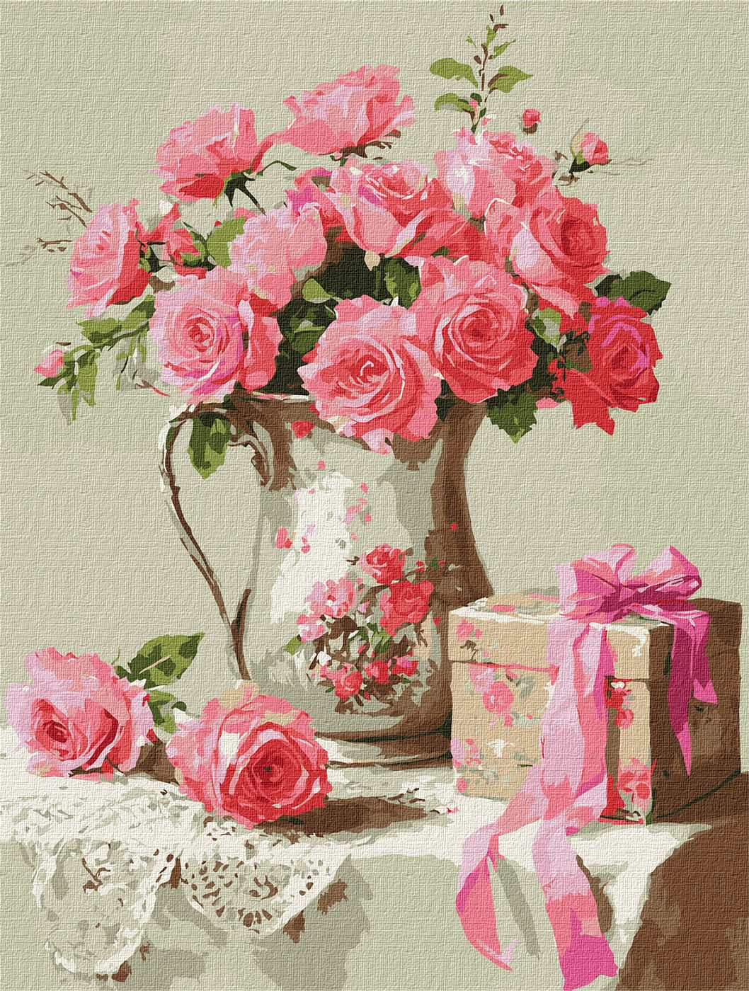 Набір для розпису по номерах "Рожевий подарунок" 30х40см