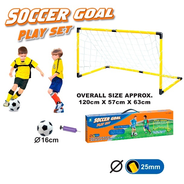 Футбольні ворота MR 1385 120-57-63 см., сітка, м'яч, насос, кор., 57,5-15,5-6 см.