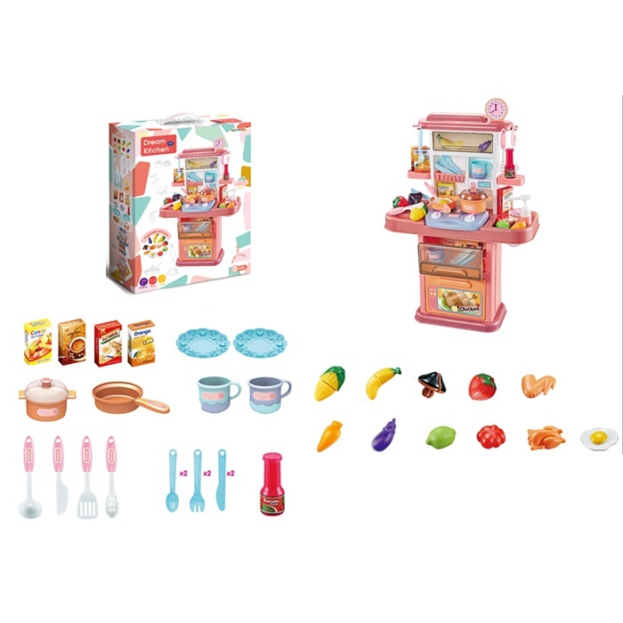 Кухня 777-8 плита, мийка-ллється вода (механіч.), посуд, продукти,муз.,світло,бат.,кор.,41-54-13,5см