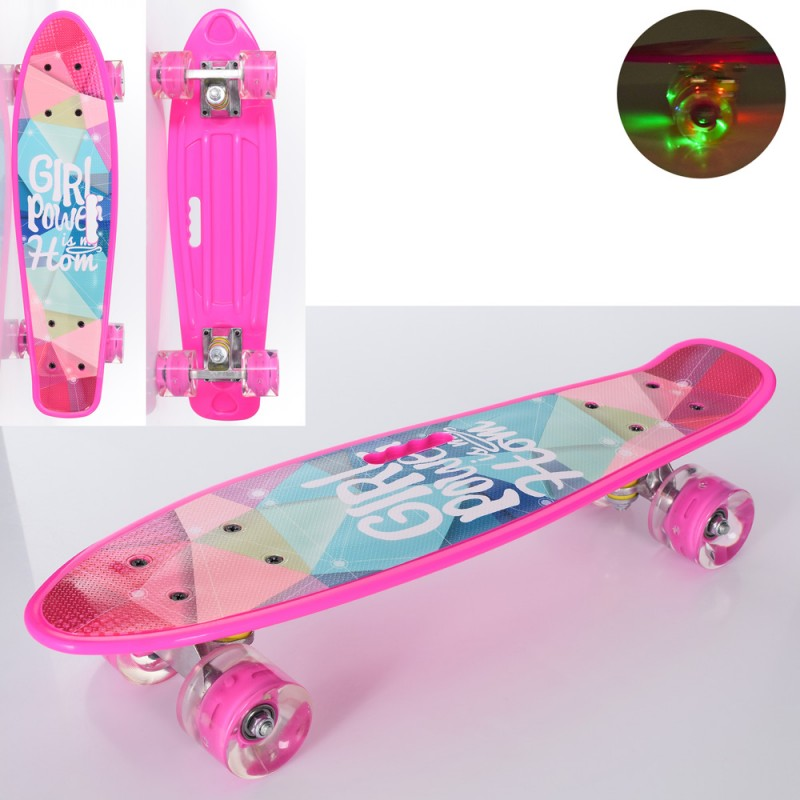 Скейт MS 0749-6-P1 пенні,55-14,5см,ручка,антиковз.,алюм.підвіска,колПУ-світло,підшип.608ZZ,розібр.