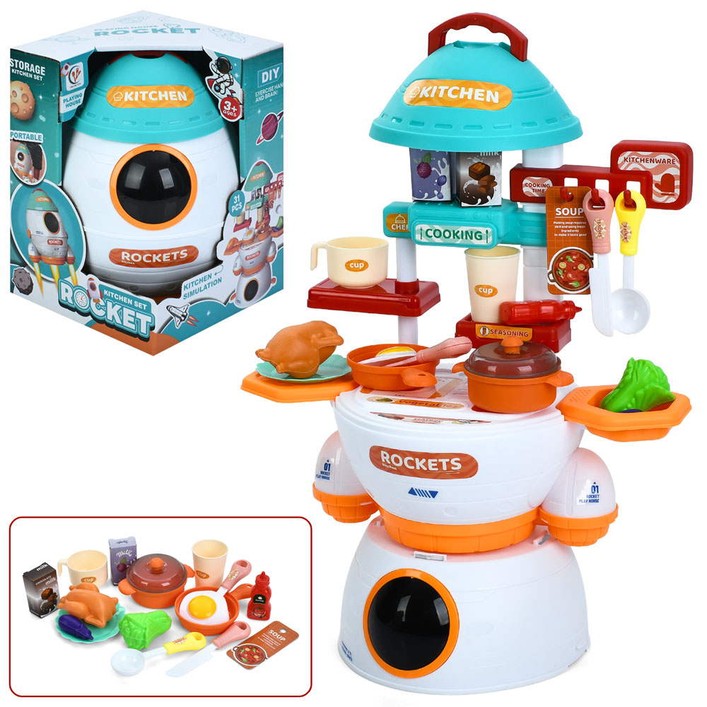 Кухня 0421-14B складається в ракету, посуд, продукти, 31 предм., кор., 19-26-19 см.