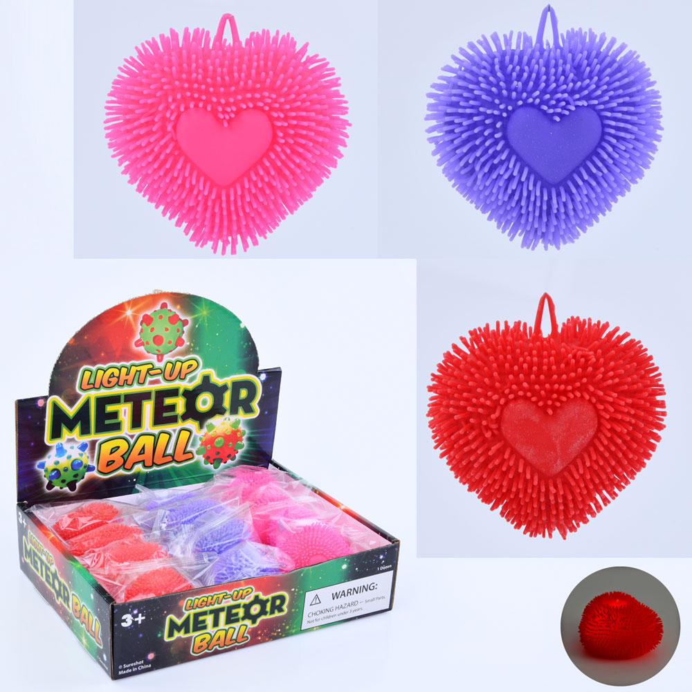 Ї-їжачок MS 4021-1 антистрес, серце, світло, бат. (табл.), кул.,12шт.(3 кольори)в диспл.,24-6-18,5см