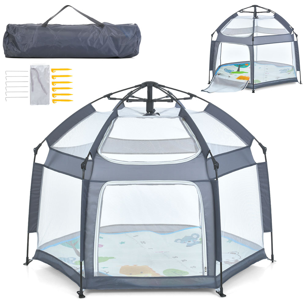 Намет MR 1512 Silver Mist автомат., каркасний,вхід-застібка-блискавка, стіни-сітка,килим,сірий,кор.