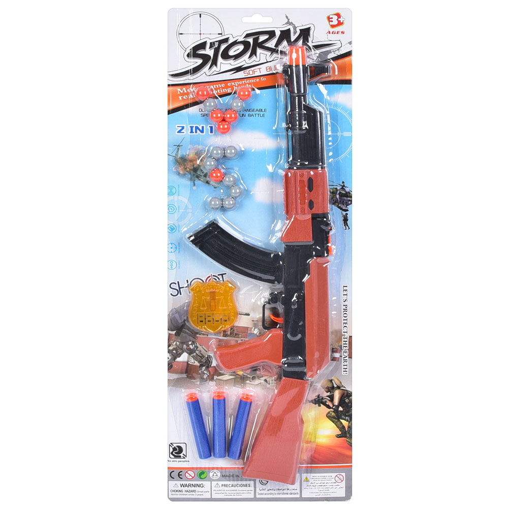 Автомат 167-30 кулі-присоски 3 шт., кулі 15 шт., значок, лист, 57,5-20,5-3 см.