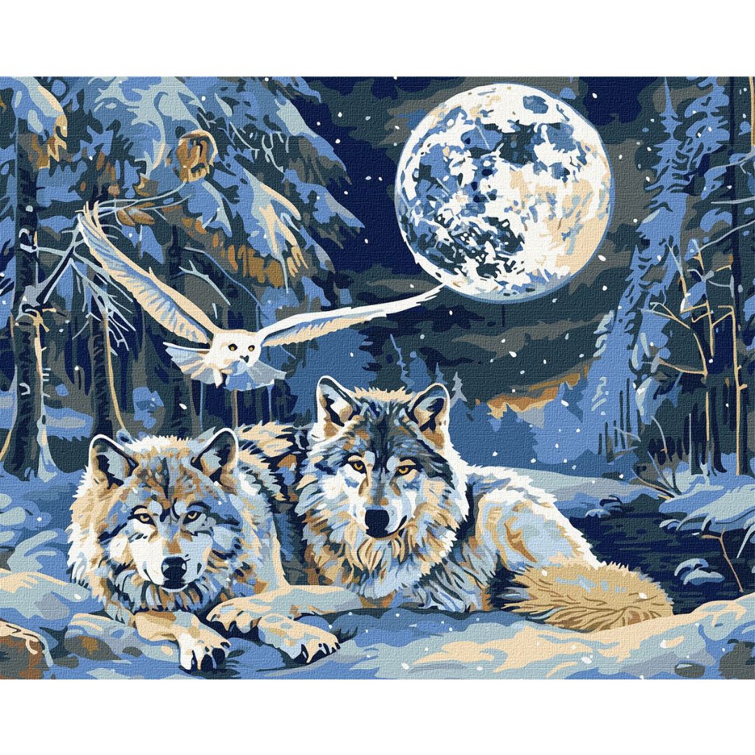 Набір для розпису по номерах "Хижаки і мудрість з фарбами металік" 40х50см