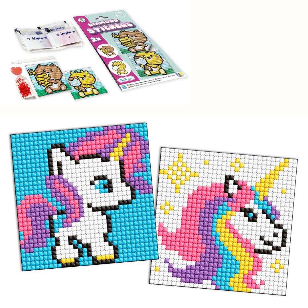 Набір з алмазною мозаїкою на самоклеючій основі для дітей "Одноріжка" 9x9см