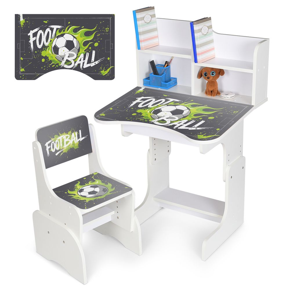 Парта N 2071-31-1 зі стільчиком, 69,5х44,5см, регул.висота 56,5/67,5см, футбол, білий