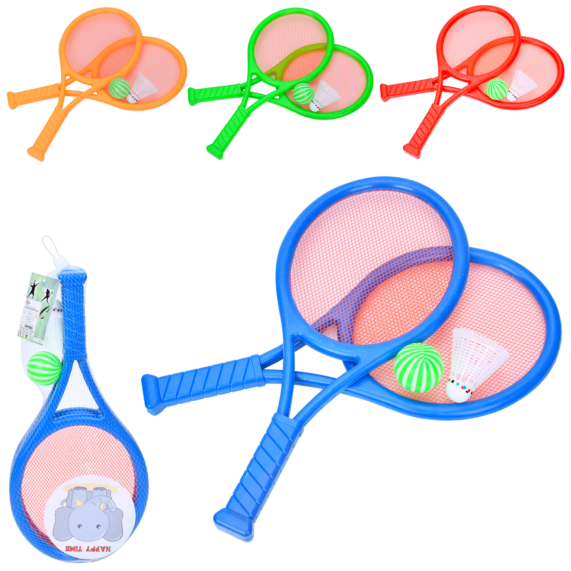 Ракетка MR 1168дитяча2шт43см,м'ячик пластик,волан,4 види,в сітці,49-20-6см