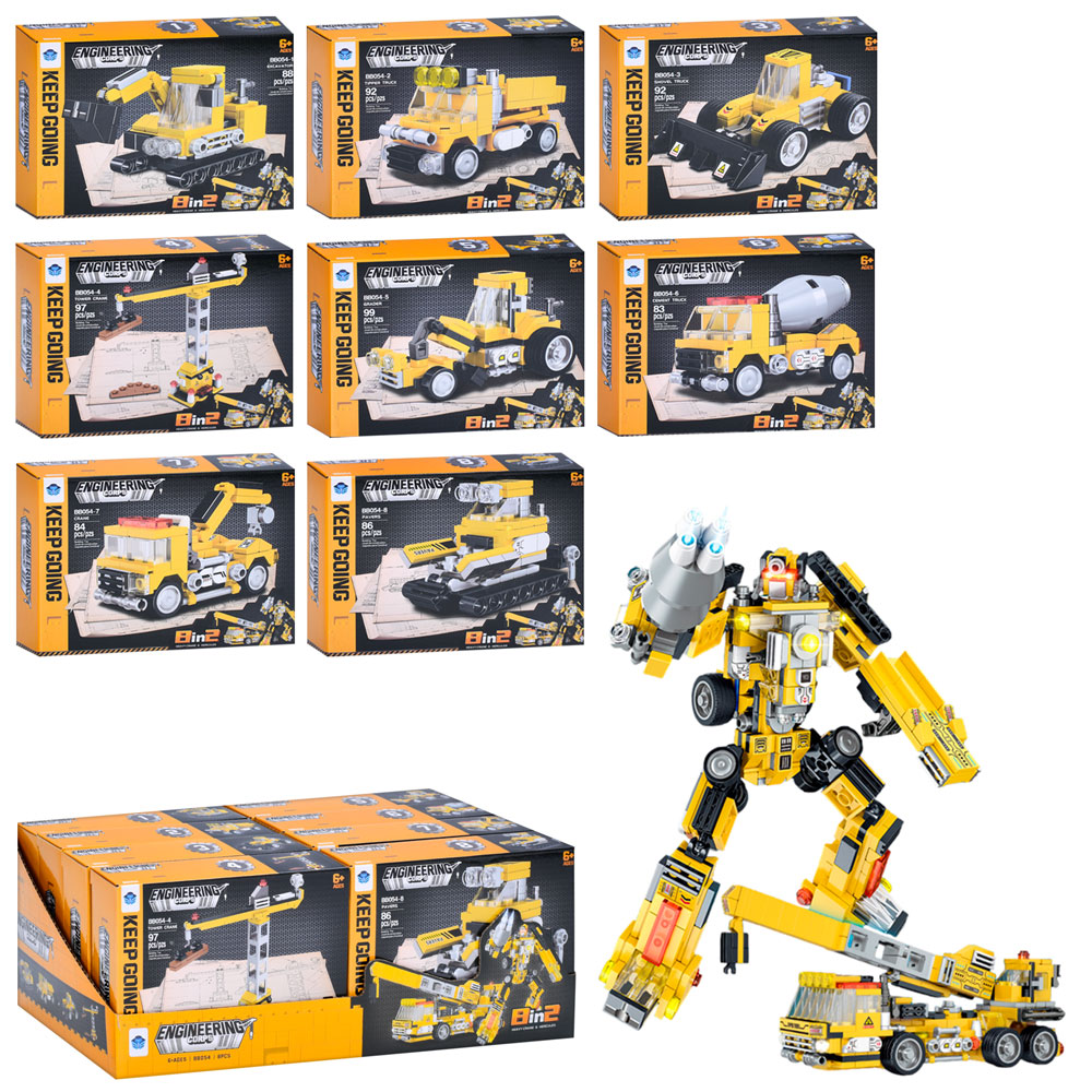 Конструктор BB054 будівельна техніка, від 83 дет., кор., 8 шт. (8 видів) в диспл., 39-18,5-14,5 см.